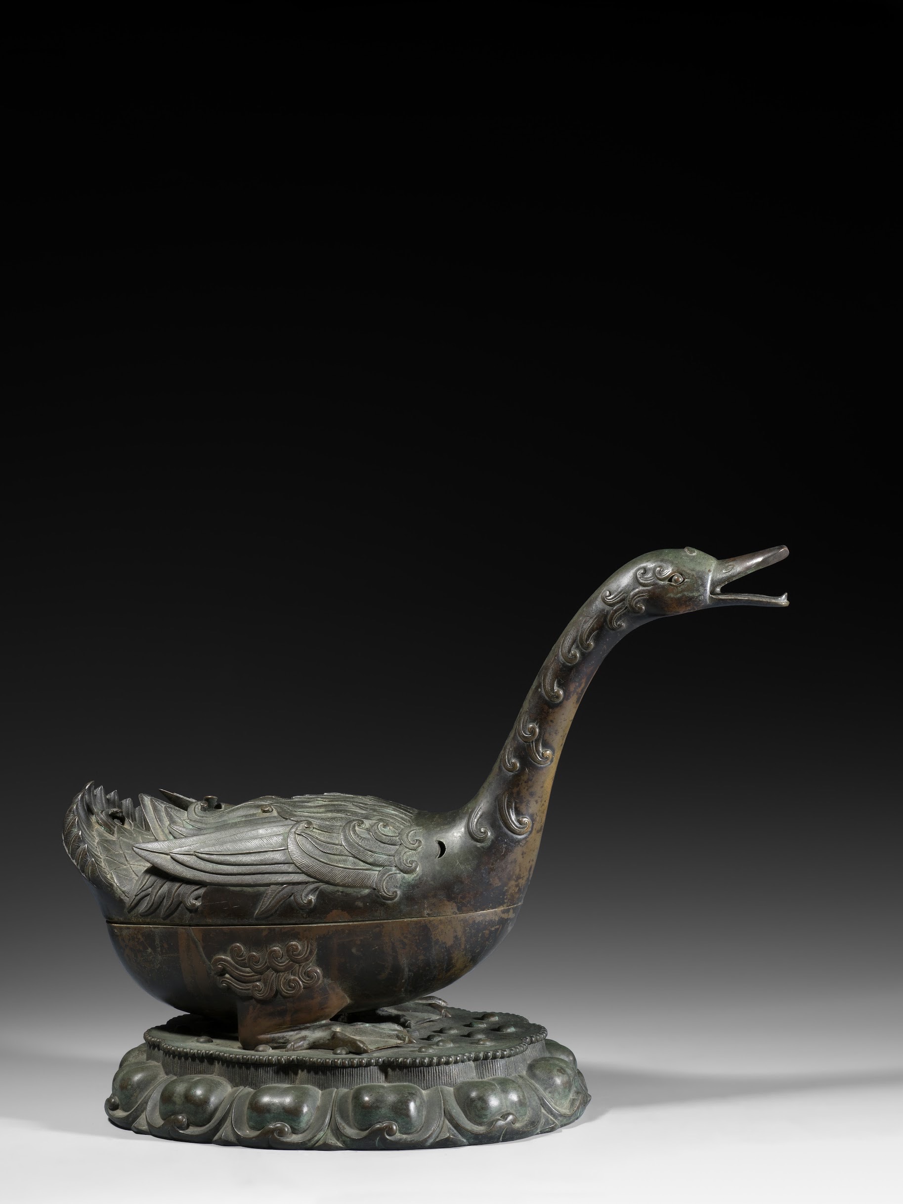 Large Bronze Goose-Form Incense Burner, Early Ming Dynasty